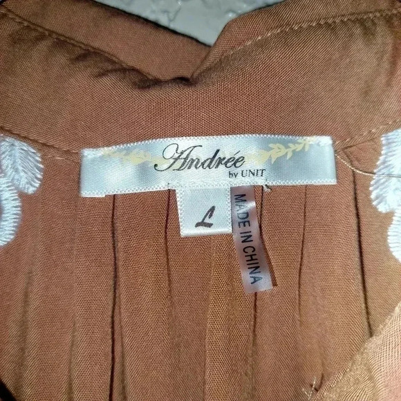 Andree by Unit Embroidered Floral Shirt Dress Duster W/Tie at Waist  Women Large - Picture 5 of 12